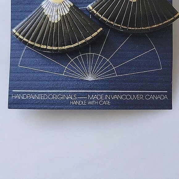 Deadstock Misono Handpainted Originals black wooden fan studs - Picture 4 of 8